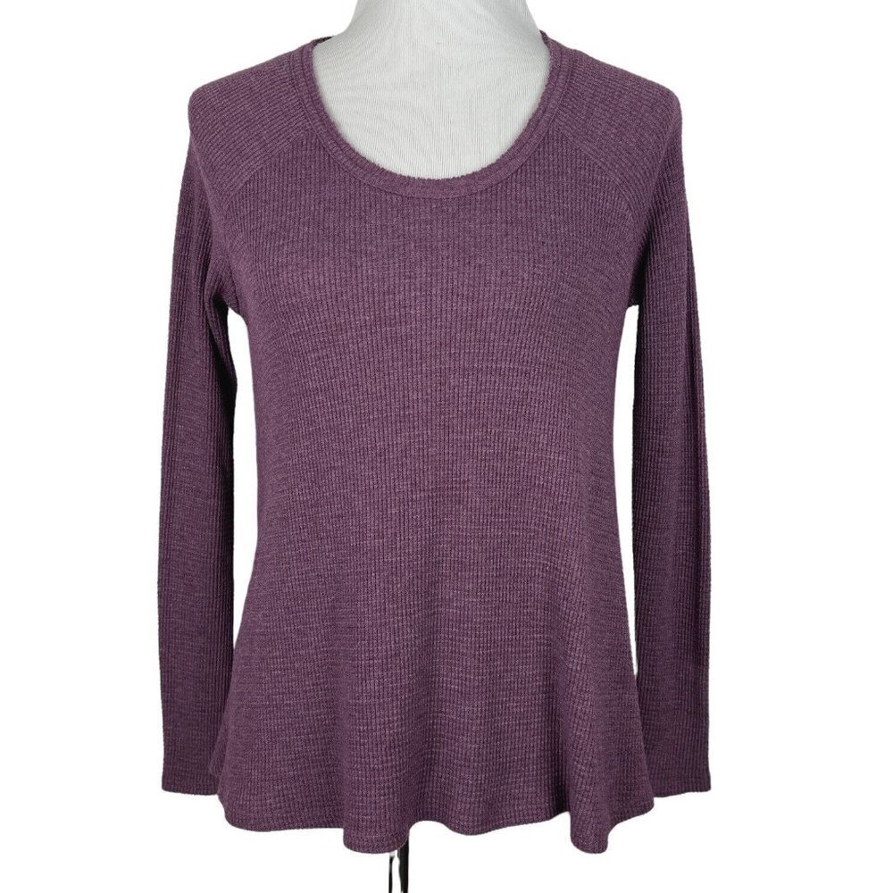 We the Free People Waffle Knit Thermal Shirt Babydoll Purple Womens Small